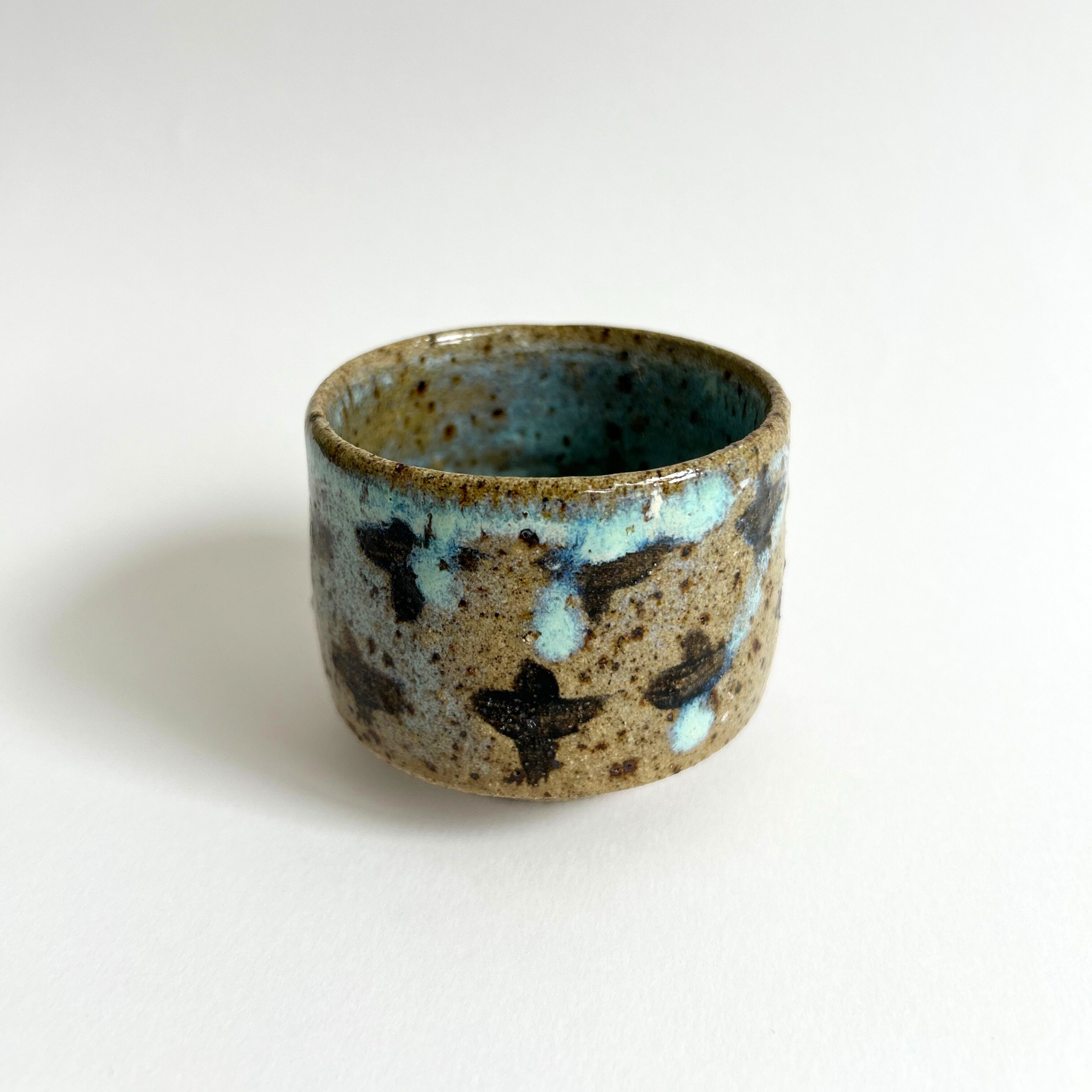 Blue glazed cups